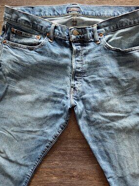 Mens Denim Blue Jeans Polo Ralph Lauren Button Fly Sz 36/32